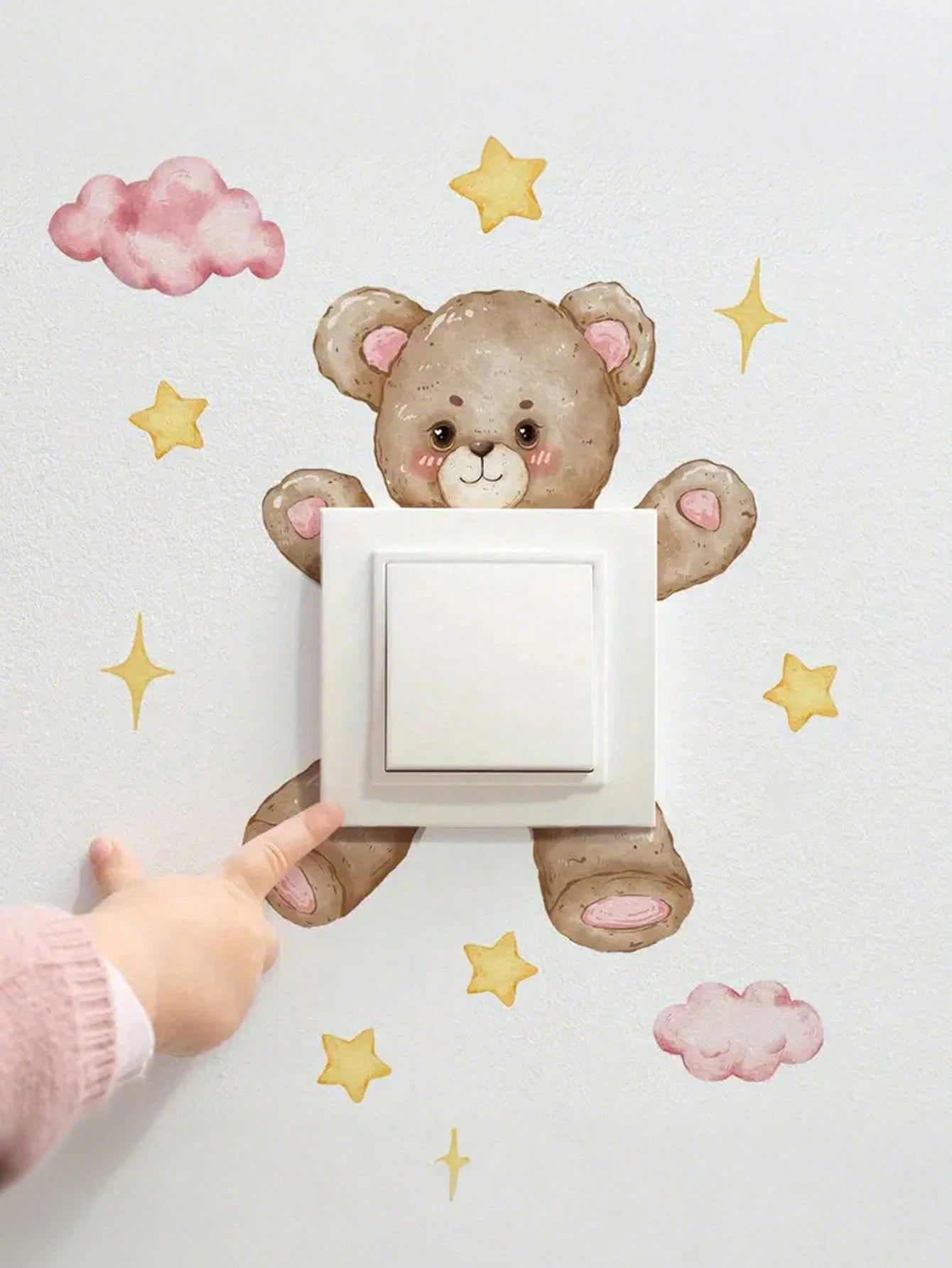 1pc Cartoon Bear Switch Sticker Children Bedroom Decor Wall Decal Baby Shower Family Decorations Gifts