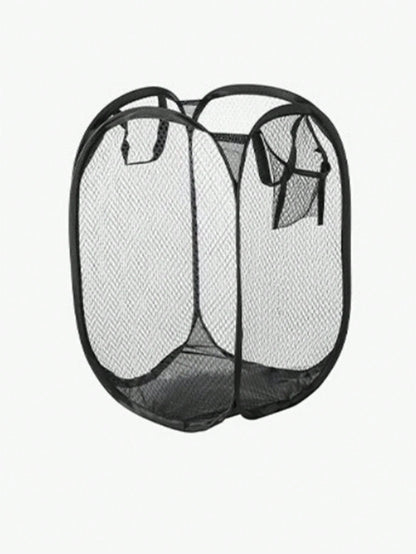 1pc Cartoon Foldable Mesh Laundry Basket, 3-Sided Net Dirty Clothes Storage Basket For Baby Room, Dorm, Bathroom