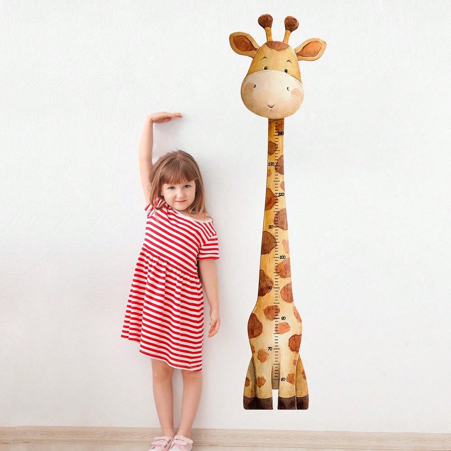 1pc Cartoon Giraffe Height Measurement Sticker, Baby Room Wall Decoration Sticker, Multifunctional Baby Room Wall Art Decoration