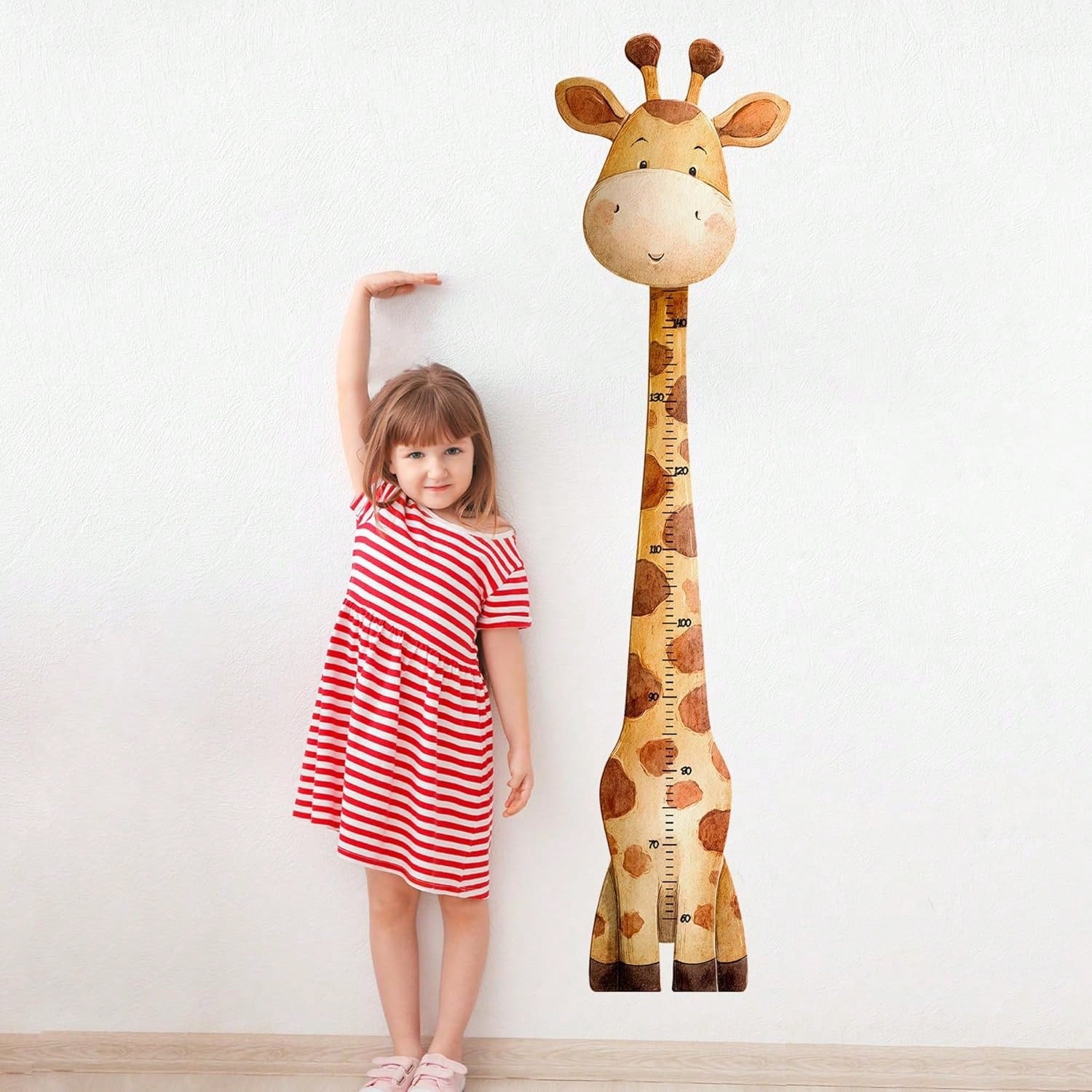 1pc Cartoon Giraffe Height Measurement Sticker, Baby Room Wall Decoration Sticker, Multifunctional Baby Room Wall Art Decoration