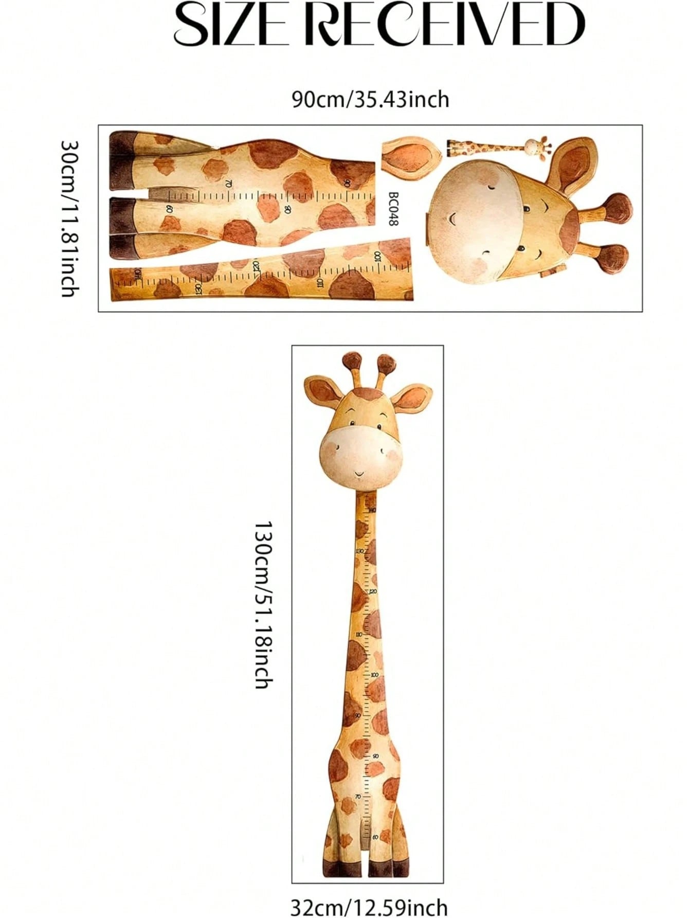 1pc Cartoon Giraffe Height Measurement Sticker, Baby Room Wall Decoration Sticker, Multifunctional Baby Room Wall Art Decoration