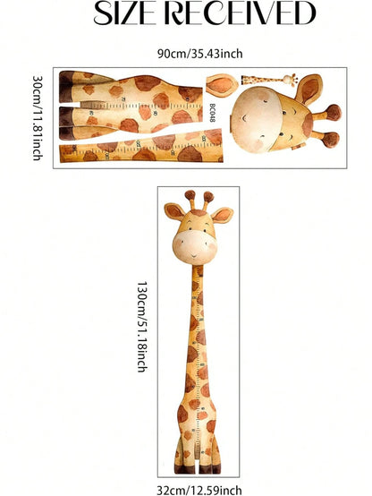 1pc Cartoon Giraffe Height Measurement Sticker, Baby Room Wall Decoration Sticker, Multifunctional Baby Room Wall Art Decoration