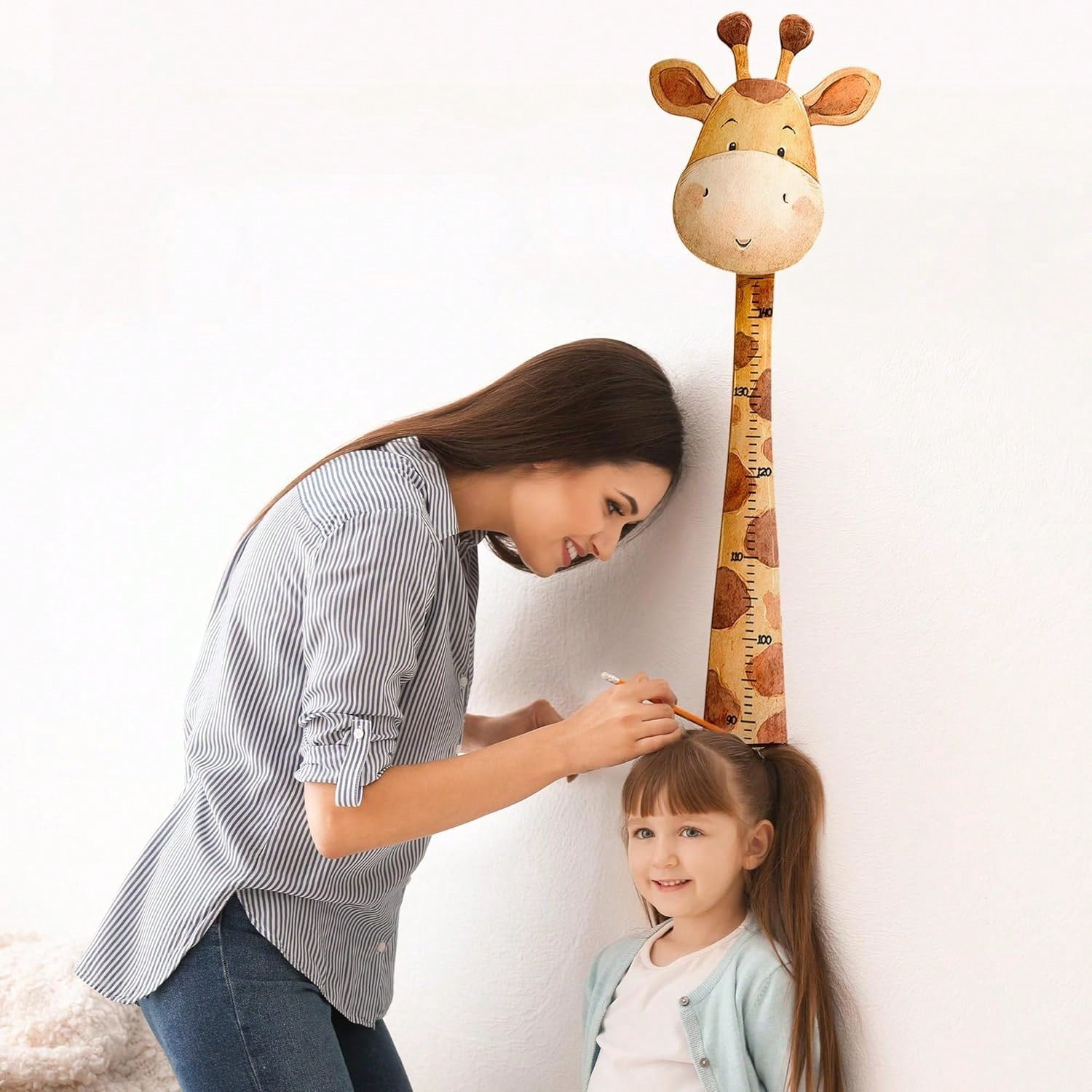 1pc Cartoon Giraffe Height Measurement Sticker, Baby Room Wall Decoration Sticker, Multifunctional Baby Room Wall Art Decoration
