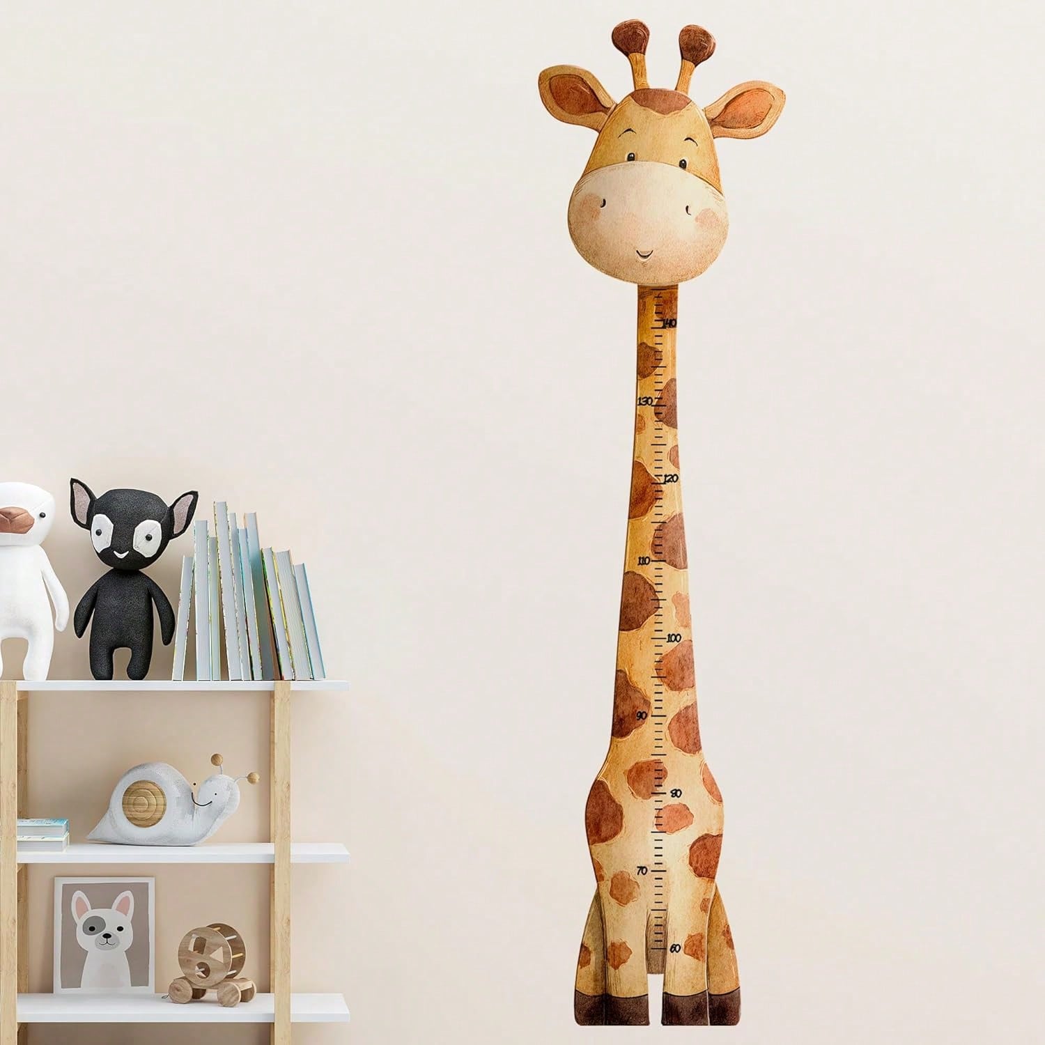 1pc Cartoon Giraffe Height Measurement Sticker, Baby Room Wall Decoration Sticker, Multifunctional Baby Room Wall Art Decoration
