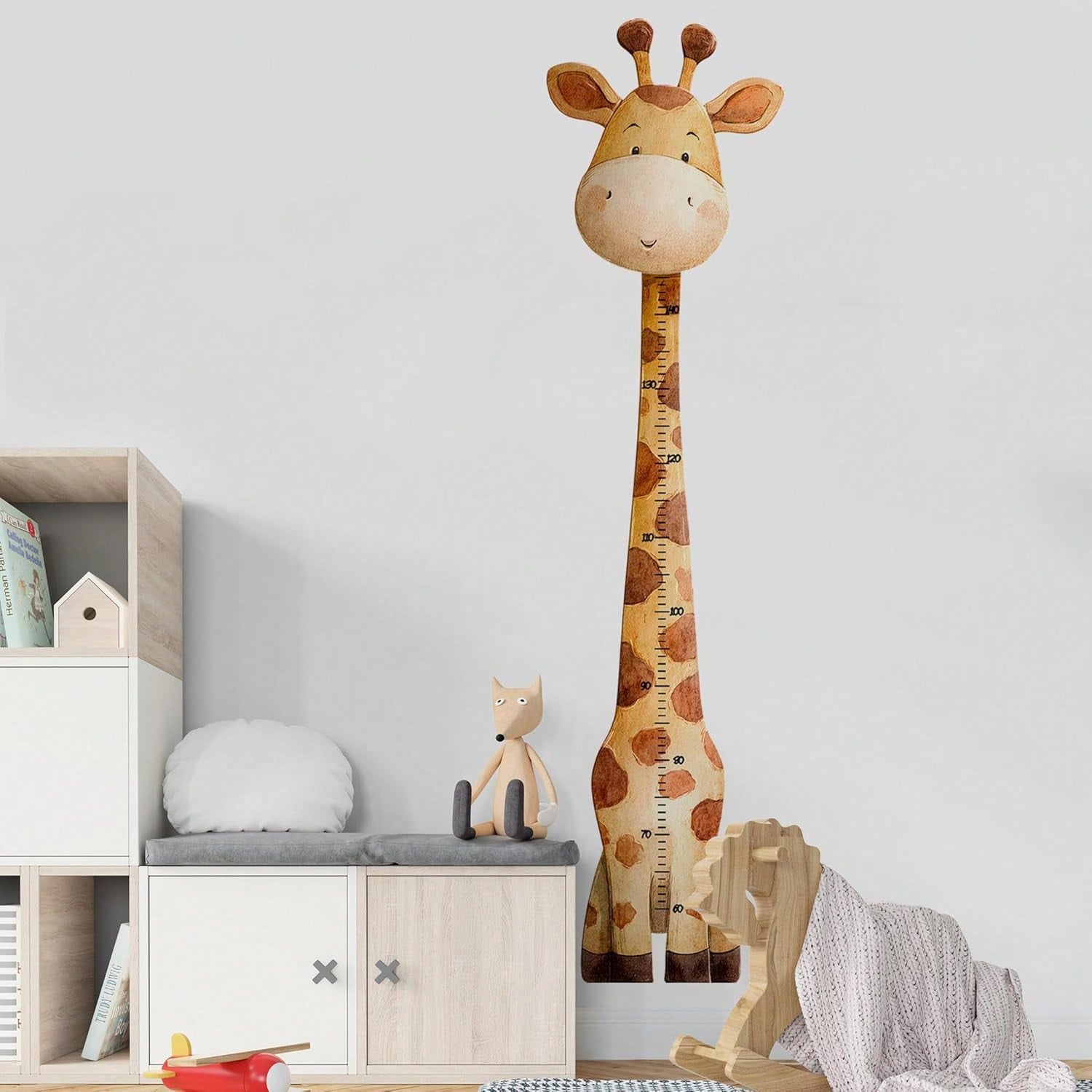 1pc Cartoon Giraffe Height Measurement Sticker, Baby Room Wall Decoration Sticker, Multifunctional Baby Room Wall Art Decoration