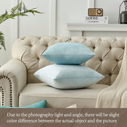 1pc Chemical Fiber Cushion Cover, Minimalist Light Blue Decorative Throw Pillow Case Without Filler For Sofa