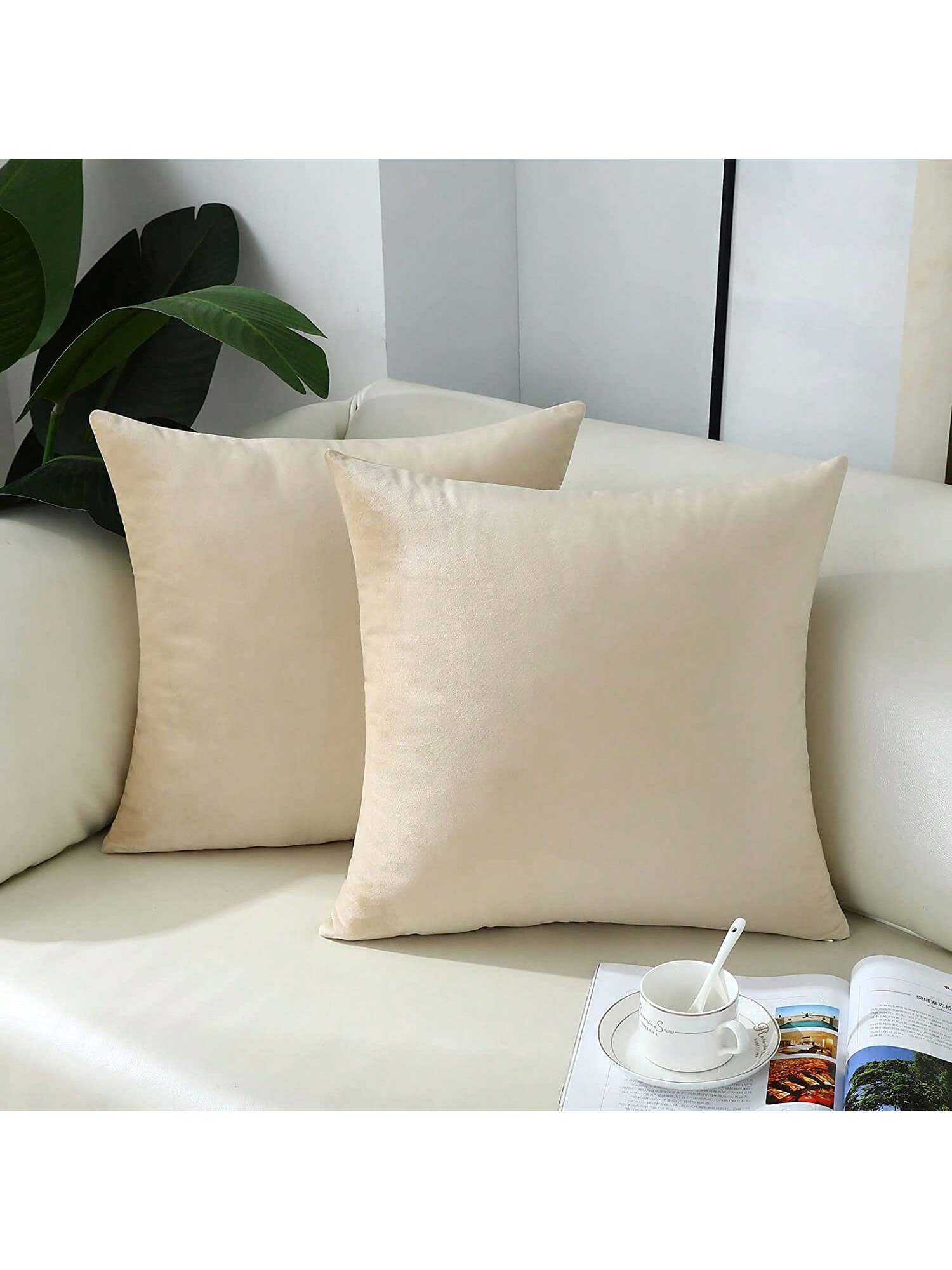 1pc Chemical Fiber Cushion Cover, Minimalist Light Blue Decorative Throw Pillow Case Without Filler For Sofa