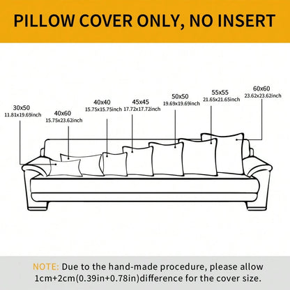 1pc Chenille Decorative Throw Pillow Covers With Stitched Edge Solid Dyed Cushion Covers For Home Decor Couch Sofa Bed Living Room