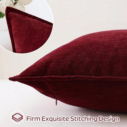 1pc Chenille Decorative Throw Pillow Covers With Stitched Edge Solid Dyed Cushion Covers For Home Decor Couch Sofa Bed Living Room