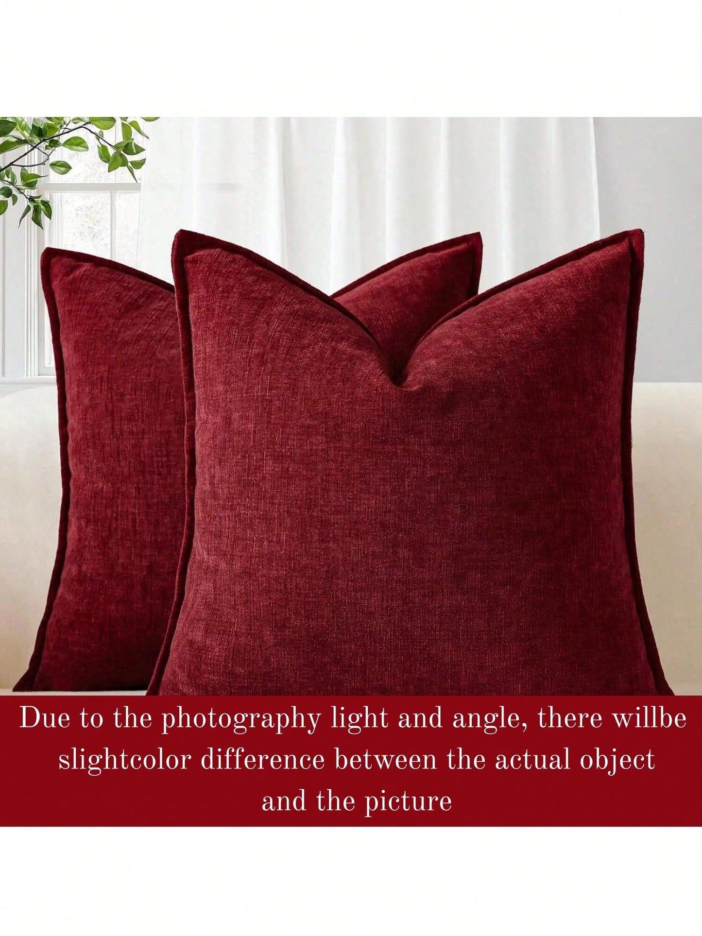 1pc Chenille Decorative Throw Pillow Covers With Stitched Edge Solid Dyed Cushion Covers For Home Decor Couch Sofa Bed Living Room