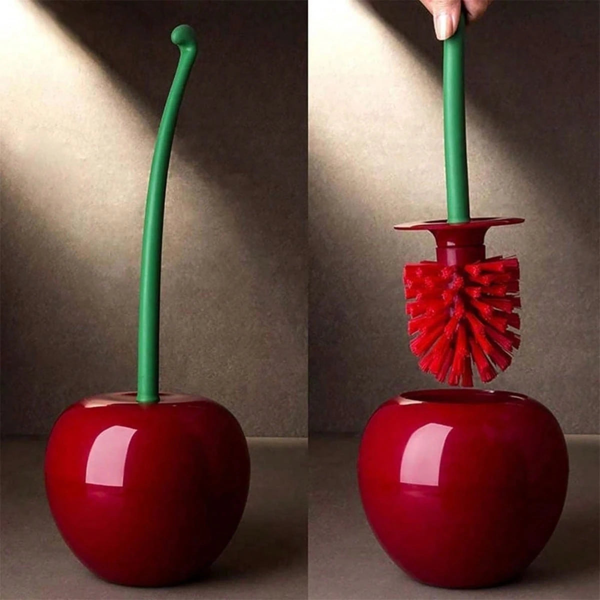1pc Cherry Toilet Brush, Household Long Handle Soft Hair Toilet Brush, Plastic Cleaning Brush Toilet Brush Set, Suitable For Bathroom/Hotel Bathroom Decor Fall Decor