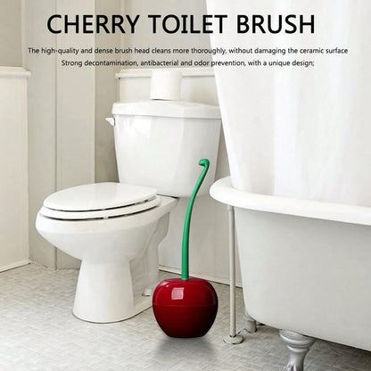 1pc Cherry Toilet Brush, Household Long Handle Soft Hair Toilet Brush, Plastic Cleaning Brush Toilet Brush Set, Suitable For Bathroom/Hotel Bathroom Decor Fall Decor