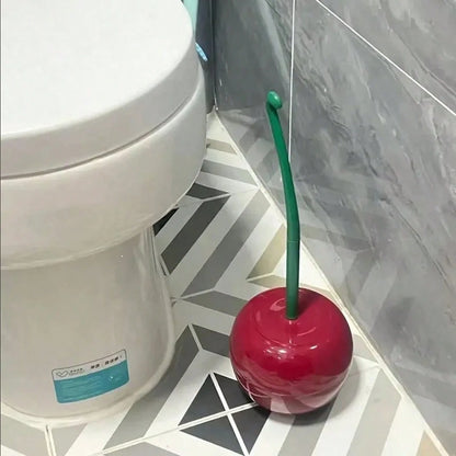 1pc Cherry Toilet Brush, Household Long Handle Soft Hair Toilet Brush, Plastic Cleaning Brush Toilet Brush Set, Suitable For Bathroom/Hotel Bathroom Decor Fall Decor