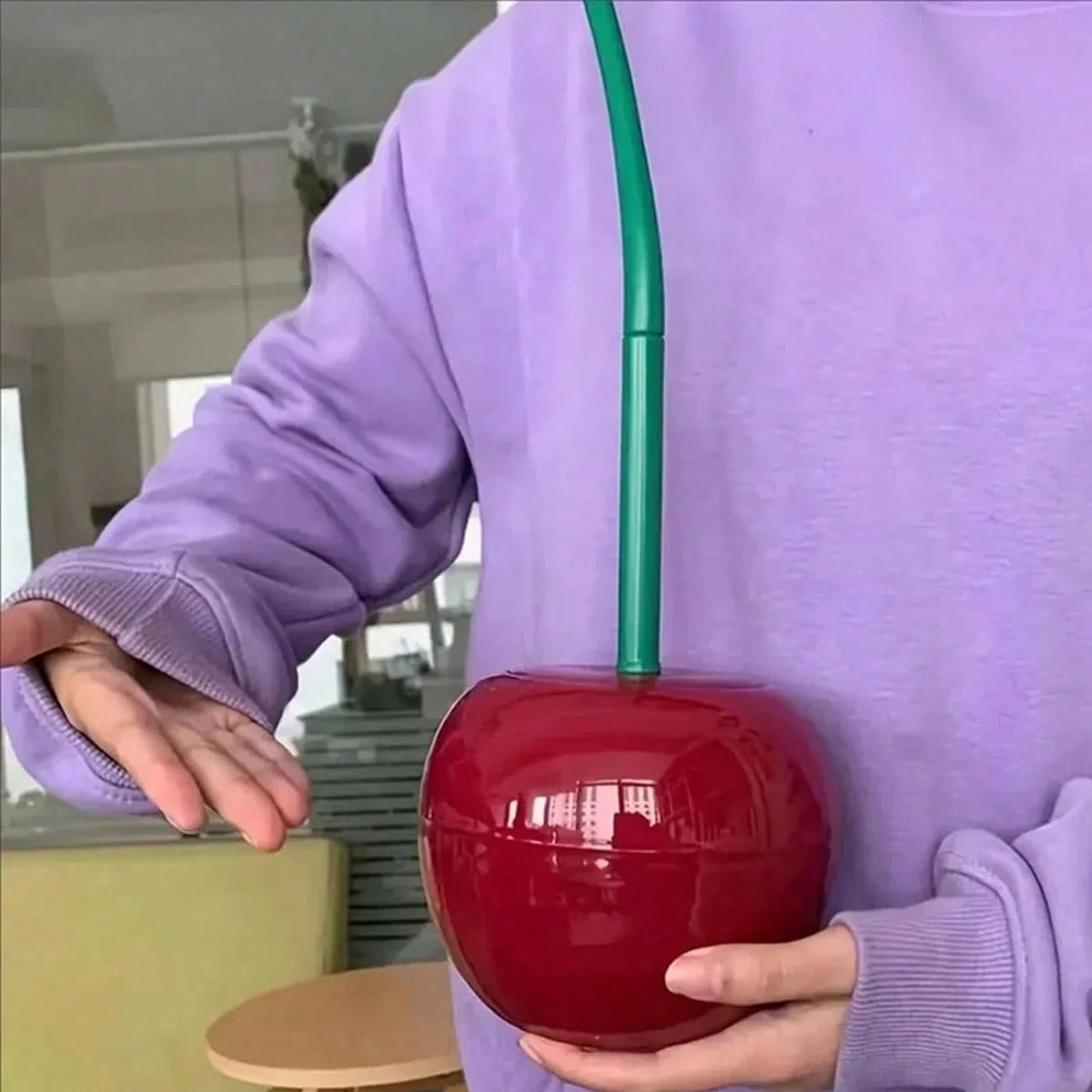 1pc Cherry Toilet Brush, Household Long Handle Soft Hair Toilet Brush, Plastic Cleaning Brush Toilet Brush Set, Suitable For Bathroom/Hotel Bathroom Decor Fall Decor