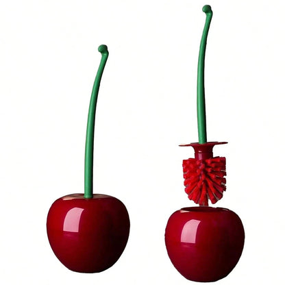 1pc Cherry Toilet Brush, Household Long Handle Soft Hair Toilet Brush, Plastic Cleaning Brush Toilet Brush Set, Suitable For Bathroom/Hotel Bathroom Decor Fall Decor