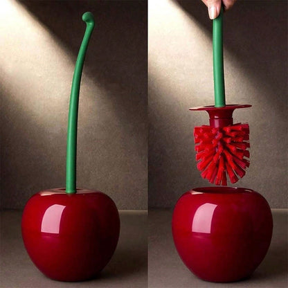 1pc Cherry Toilet Brush, Household Long Handle Soft Hair Toilet Brush, Plastic Cleaning Brush Toilet Brush Set, Suitable For Bathroom/Hotel Bathroom Decor Fall Decor