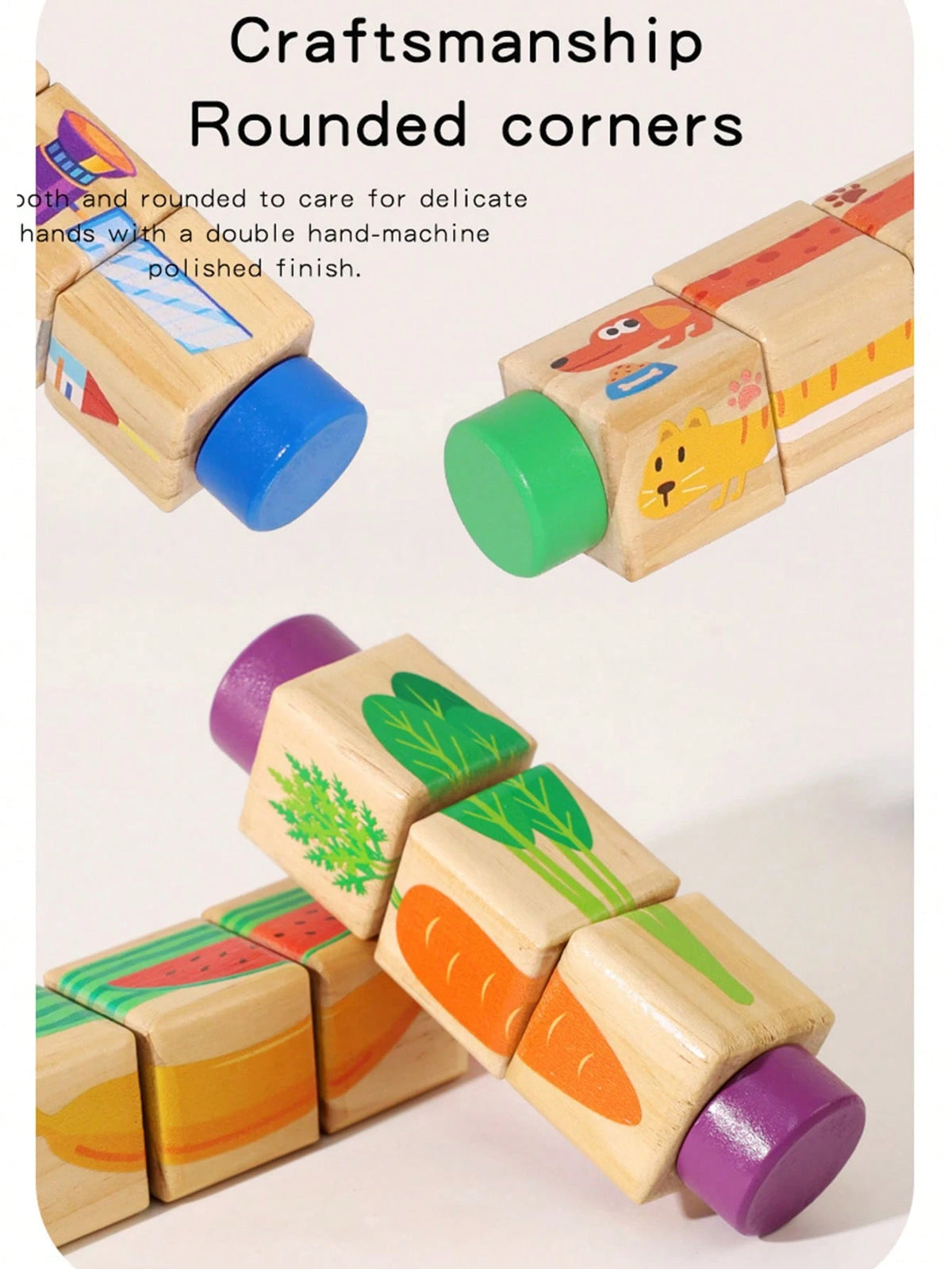 1pc Children Rotating Cognitive Puzzle Blocks Develops Fine Motor Skills In Toddlers; Educational Matching Toy; Wooden 3D Puzzle Blocks For Grip Training For Boys And Girls