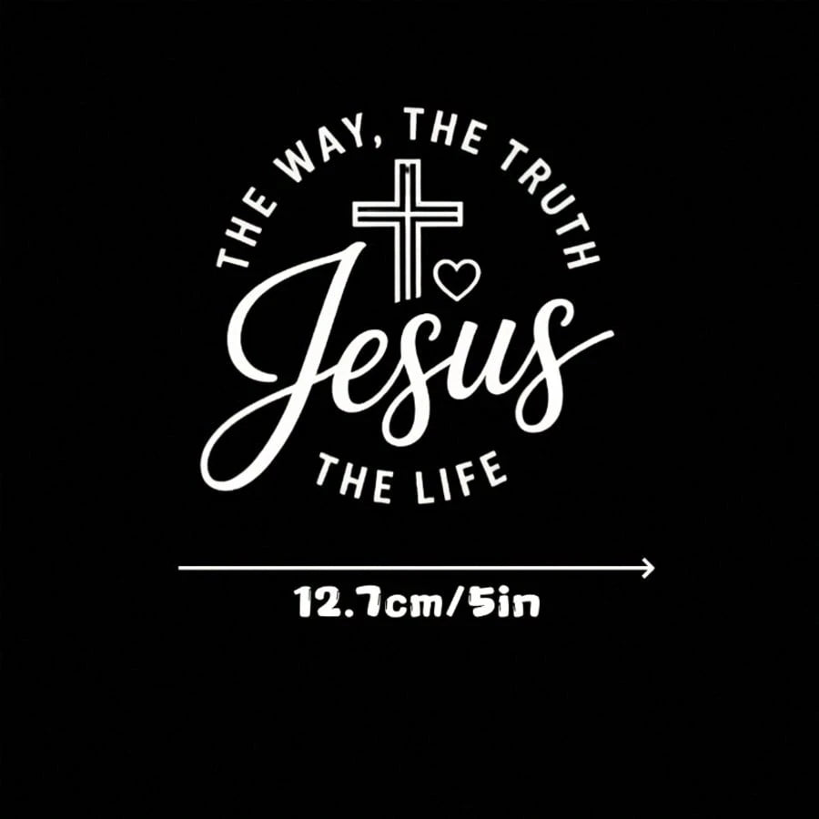 1pc Christian Vehicle Decal- Cross Design With Bible Verse "The Way, The Truth, The Life"- 5 Inch Disposable Vinyl Sticker, Self-Adhesive
