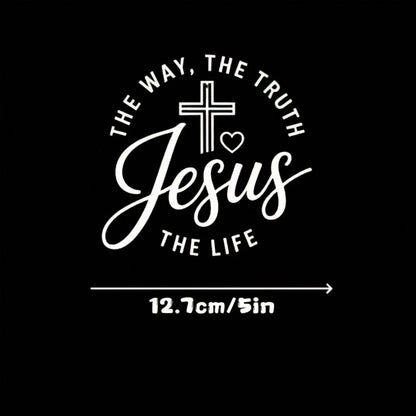 1pc Christian Vehicle Decal- Cross Design With Bible Verse "The Way, The Truth, The Life"- 5 Inch Disposable Vinyl Sticker, Self-Adhesive