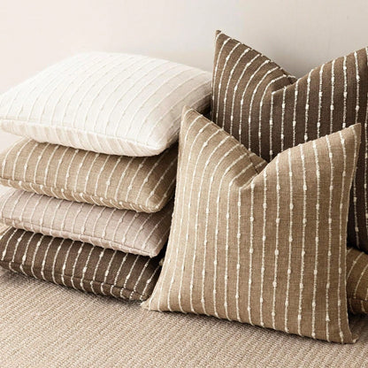 1pc Coffee Brown (Without Filling) Decorative Jacquard Plush Pillow Cover, Comfortable Modern Striped Texture Cushion Cover, Suitable For Sofa, Bedroom, Living Room, Exhibition Hall, Home Decor, All S