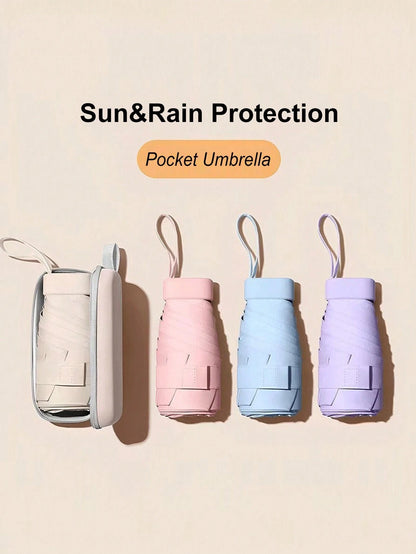 1pc Compact Capsule Umbrella, Portable Mini Umbrella With Carrying Case, Travel Umbrella, Convenient For School, Office, Home, Travel, Back To School, Mother's Day Gift, Garden, Kitchen Decor, Summer