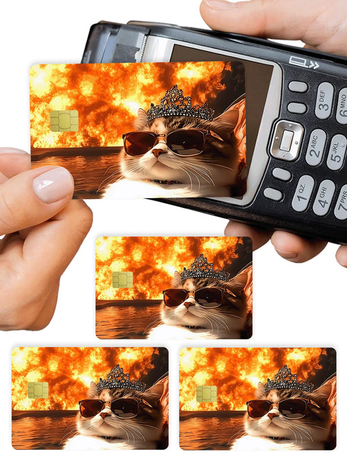 1pc Cool Cat Official Credit Card Sticker Privacy Protection Card Skin, Fun Holiday Gift PVC Material Anti-Fingerprint Anti-Scratch Wear-Resistant Card Sleeve, Suitable For Couples, Small Chip Card, B