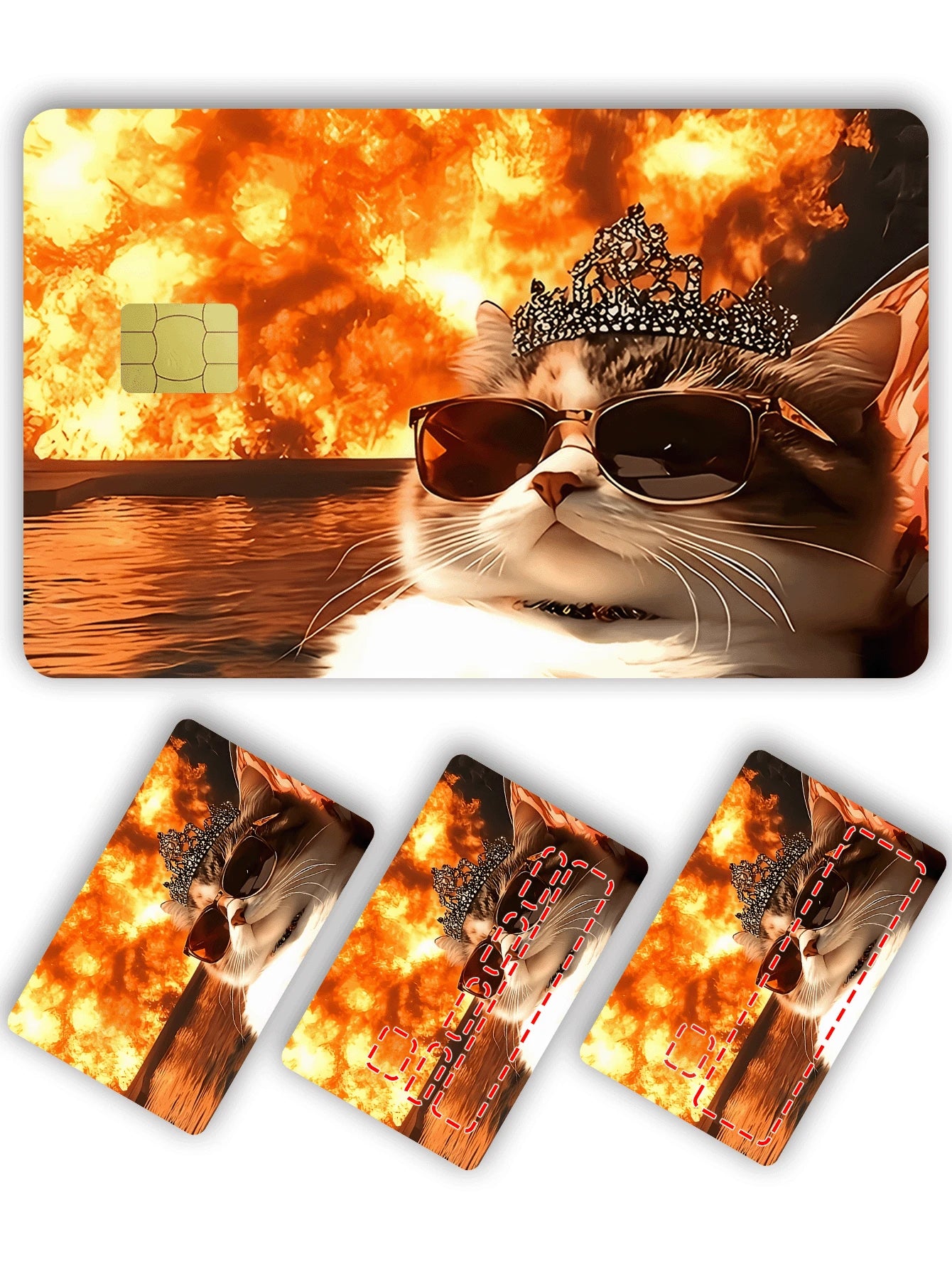 1pc Cool Cat Official Credit Card Sticker Privacy Protection Card Skin, Fun Holiday Gift PVC Material Anti-Fingerprint Anti-Scratch Wear-Resistant Card Sleeve, Suitable For Couples, Small Chip Card, B
