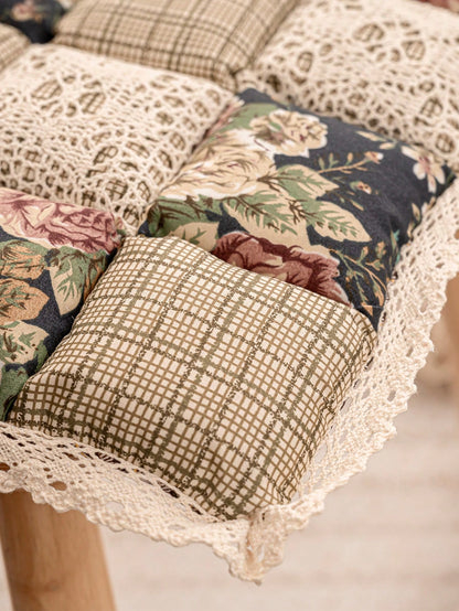 1pc Countryside Style Thickened Chair Cushion, Contrast Color Design, Tie-Fastened, Suitable For Dining Room, Bedroom, Indoor & Outdoor Chair, Soft & Comfortable, Easy To Clean