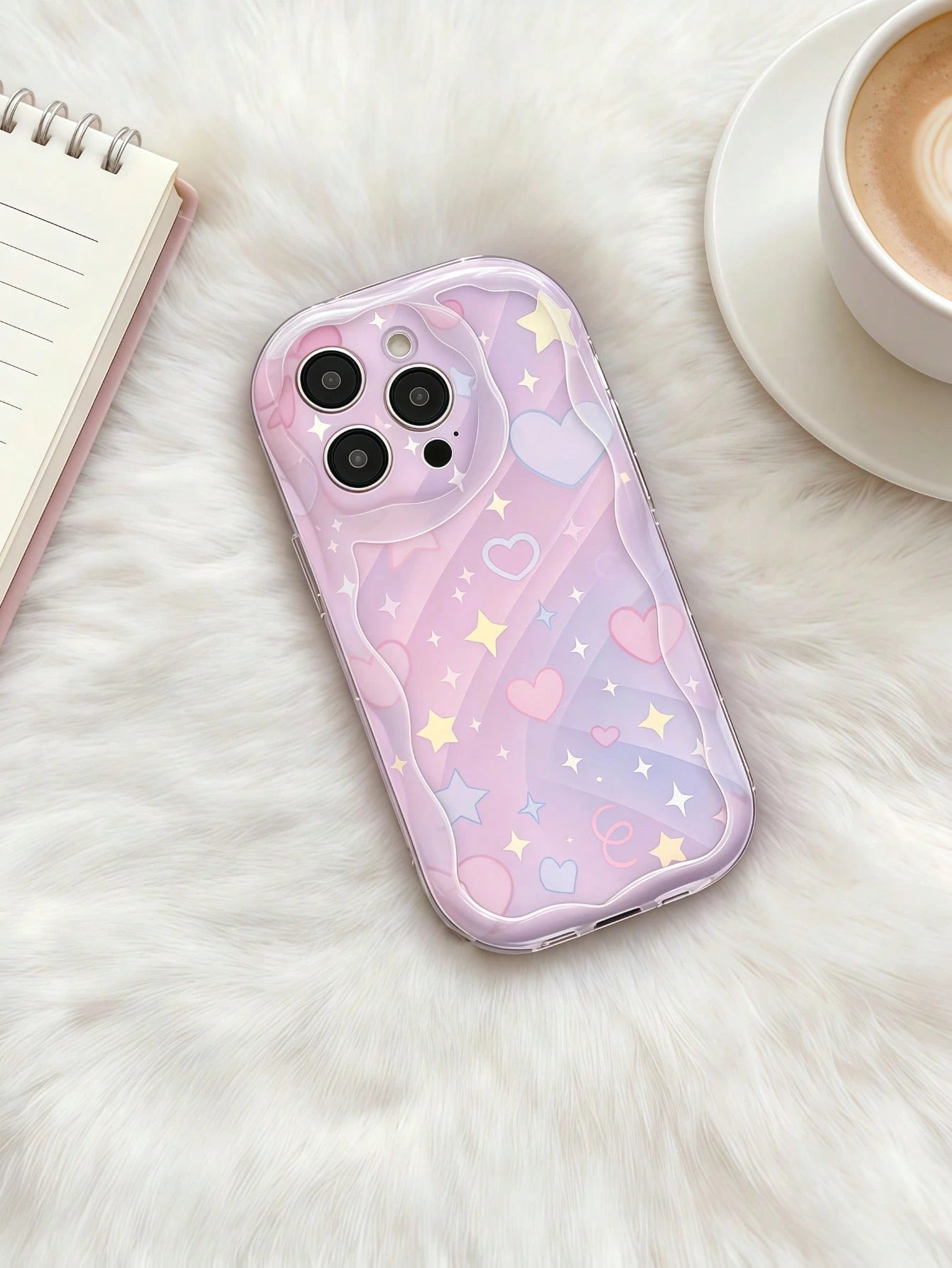 1pc Cream Dopamine Wave Ruffle Soft TPU Texture Creative Personalized Rainbow Gradient + Pearl Chain Phone Case Compatible With Galaxy S21 S22 S23 S24 S25 S26/Honor/ And More Models