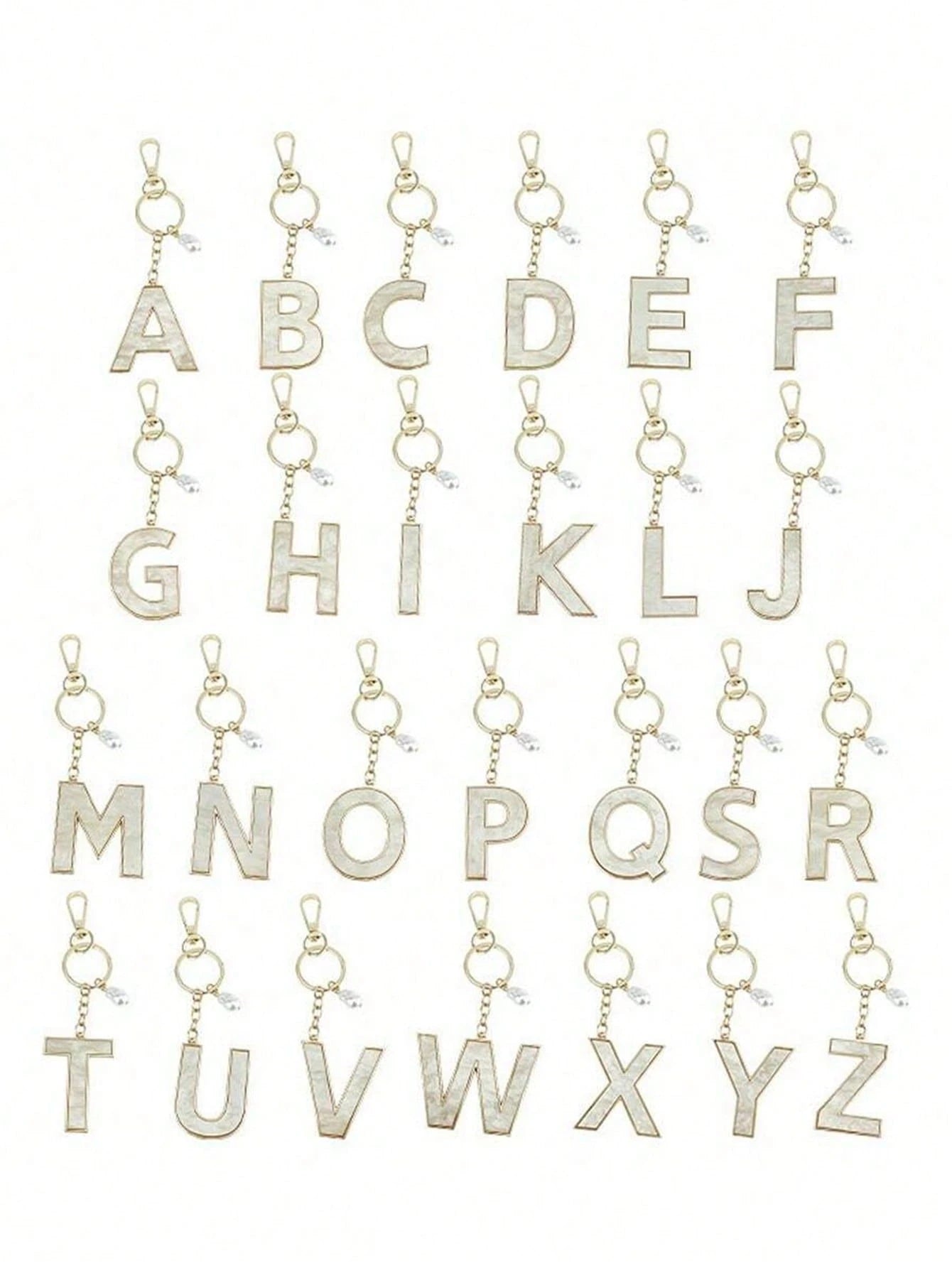 1pc Creative 26 English Letter Faux Pearl Shell Alloy Keychain, Personalized Key Chain Accessory, Backpack Hanging Decor, Car Pendant, Gift For Women & Girls, Wallet & Key Chain Holder, Letter Keychai