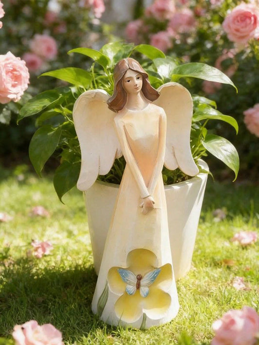1pc Creative Butterfly Angel Planter Sculpture, Suitable For Home Desktop Balcony Outdoor Yard Garden Decoration, Succulent Green Plant Pot, Decorative Ornament Craft Gift