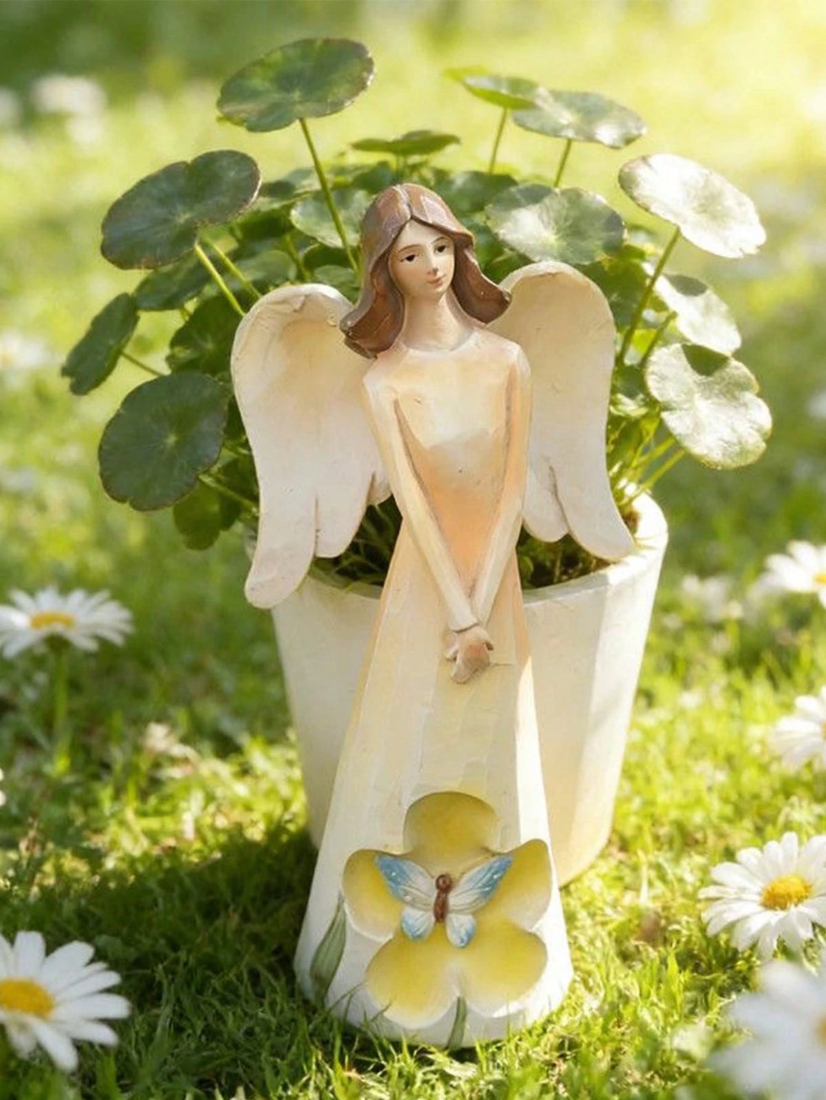 1pc Creative Butterfly Angel Planter Sculpture, Suitable For Home Desktop Balcony Outdoor Yard Garden Decoration, Succulent Green Plant Pot, Decorative Ornament Craft Gift