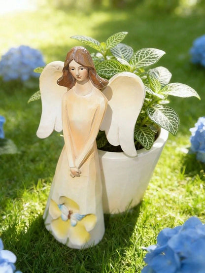1pc Creative Butterfly Angel Planter Sculpture, Suitable For Home Desktop Balcony Outdoor Yard Garden Decoration, Succulent Green Plant Pot, Decorative Ornament Craft Gift