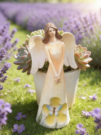 1pc Creative Butterfly Angel Planter Sculpture, Suitable For Home Desktop Balcony Outdoor Yard Garden Decoration, Succulent Green Plant Pot, Decorative Ornament Craft Gift