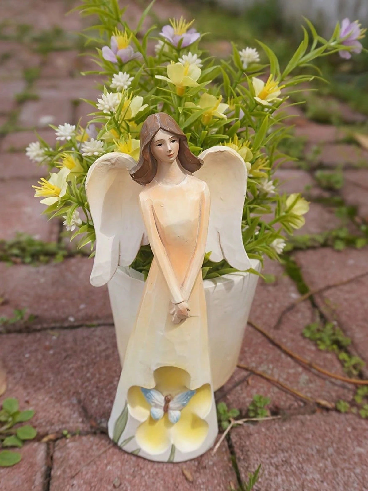 1pc Creative Butterfly Angel Planter Sculpture, Suitable For Home Desktop Balcony Outdoor Yard Garden Decoration, Succulent Green Plant Pot, Decorative Ornament Craft Gift
