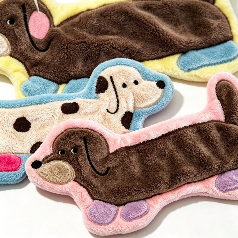 1pc Creative Dachshund Pattern Towel, Cute Cartoon Coral Fleece Hand Towel, Hanging Long Kitchen Bathroom Small Towel, Suitable For Kitchen, Bathroom, Room Decoration, Strong Water Absorption, No Shed