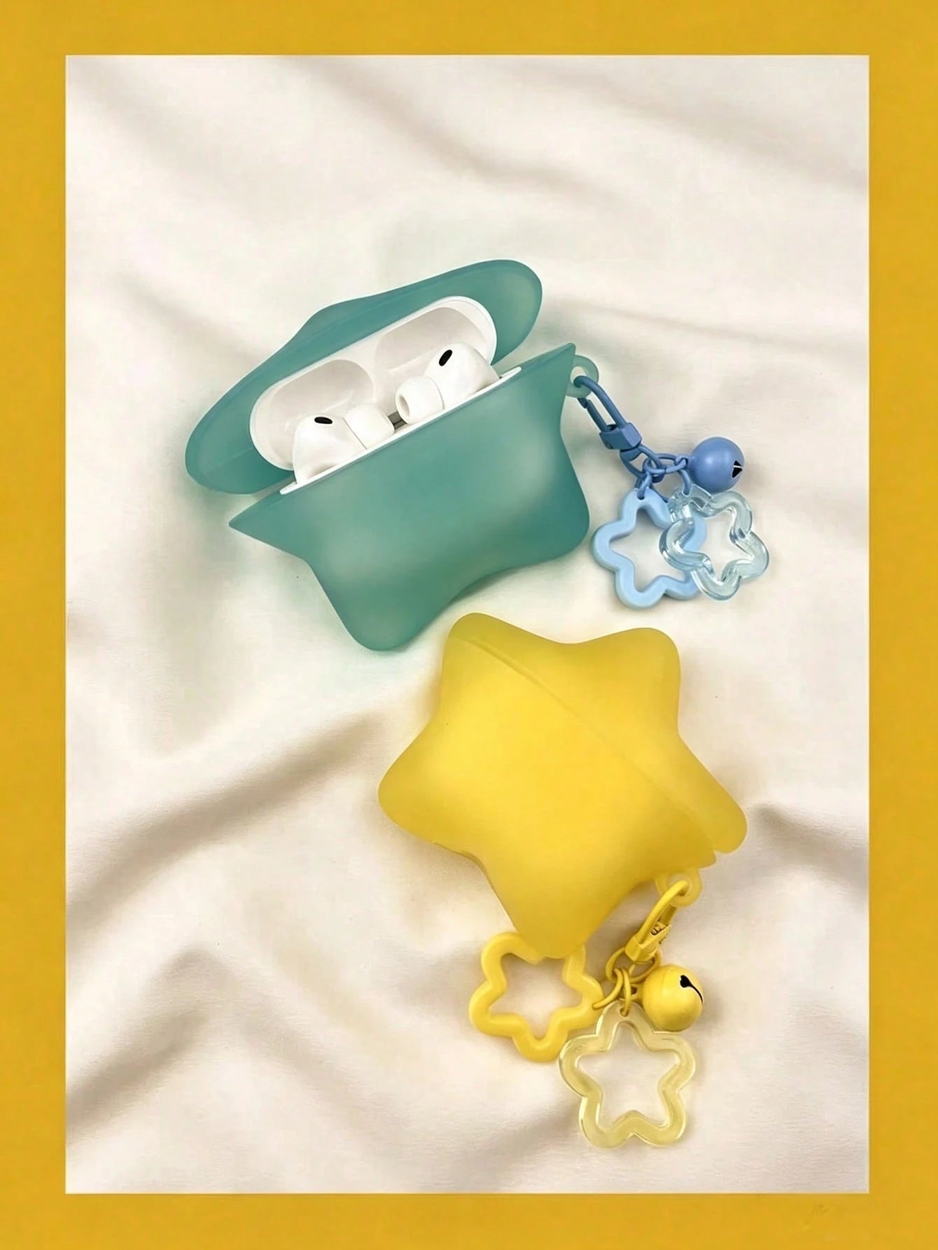 1pc Creative Fluorescent 3D Star-Shaped Earphone Protective Case With Star Pendant, Soft Silicone Shockproof Protective Cover, Suitable For AirPods 4/1/2/3/Pro/Pro2/Pro3, Wireless Bluetooth Earphone S
