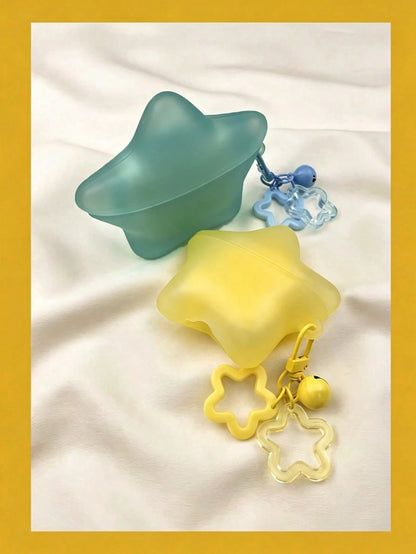 1pc Creative Fluorescent 3D Star-Shaped Earphone Protective Case With Star Pendant, Soft Silicone Shockproof Protective Cover, Suitable For AirPods 4/1/2/3/Pro/Pro2/Pro3, Wireless Bluetooth Earphone S