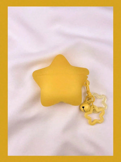 1pc Creative Fluorescent 3D Star-Shaped Earphone Protective Case With Star Pendant, Soft Silicone Shockproof Protective Cover, Suitable For AirPods 4/1/2/3/Pro/Pro2/Pro3, Wireless Bluetooth Earphone S