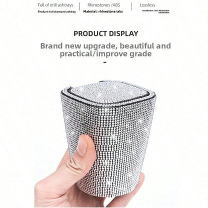 1PC Creative Ventilation Clip Car Ashtray, Diamond Wrapped Ash Tray With Safety Lid, Leakproof Portable Travel Ash Container, Stylish Car Interior Decor, Practical Gift For Smokers, Must-Have Car Acce