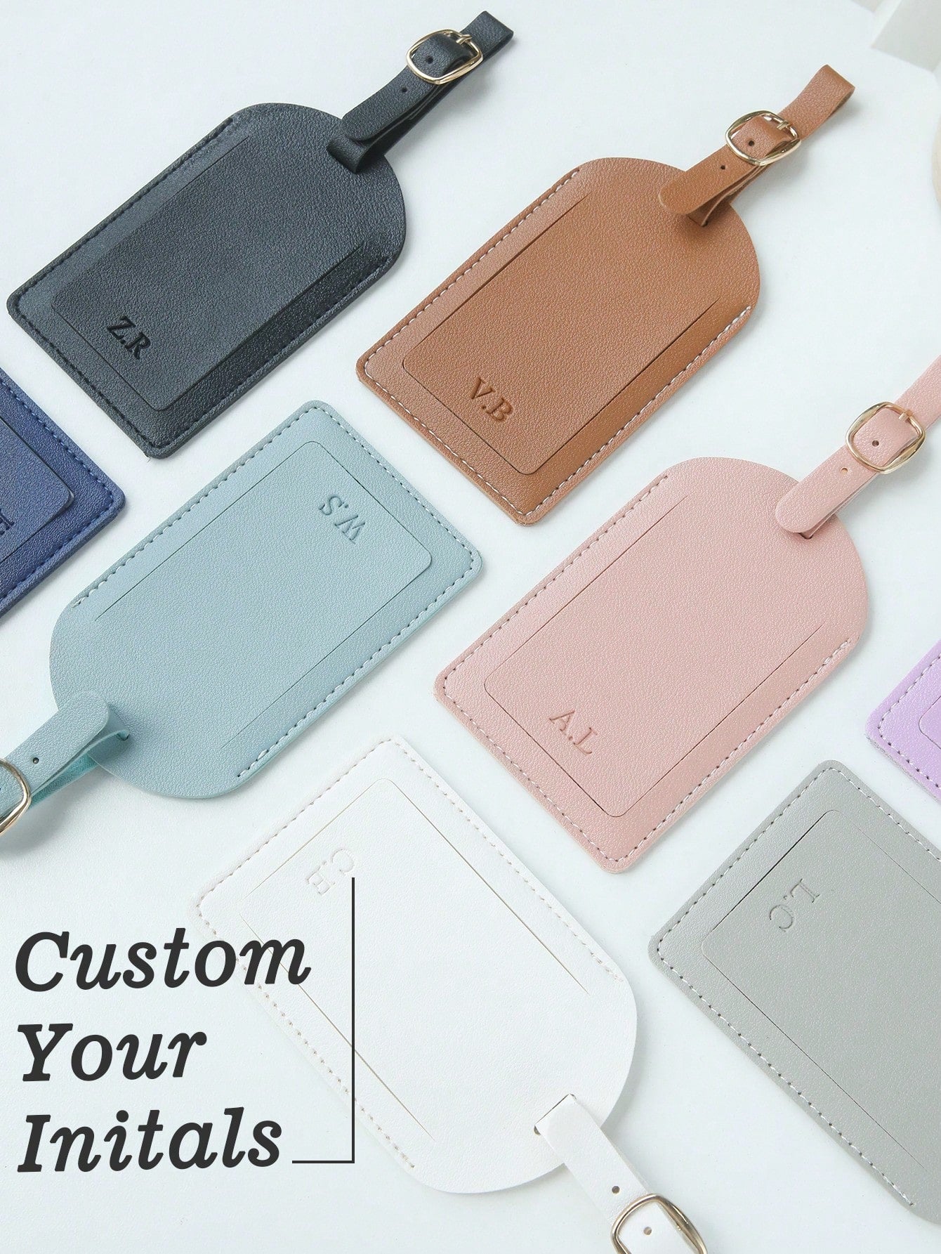 1pc Custom Initials Luggage Tag For Suitcases Customized Monogram Name Luggage Tags With Privacy Name Card Personalized Vegan Leather Tag Travel Bag Backpack Tags Gift Tags Travel Accessories Handmade