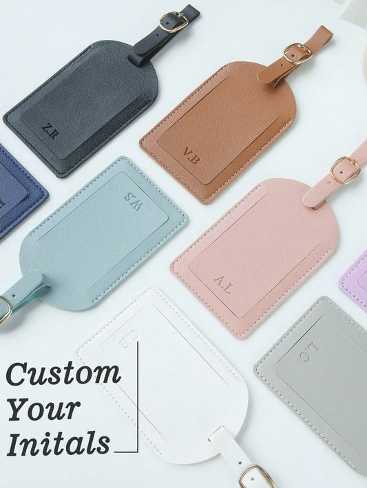 1pc Custom Initials Luggage Tag For Suitcases Customized Monogram Name Luggage Tags With Privacy Name Card Personalized Vegan Leather Tag Travel Bag Backpack Tags Gift Tags Travel Accessories Handmade