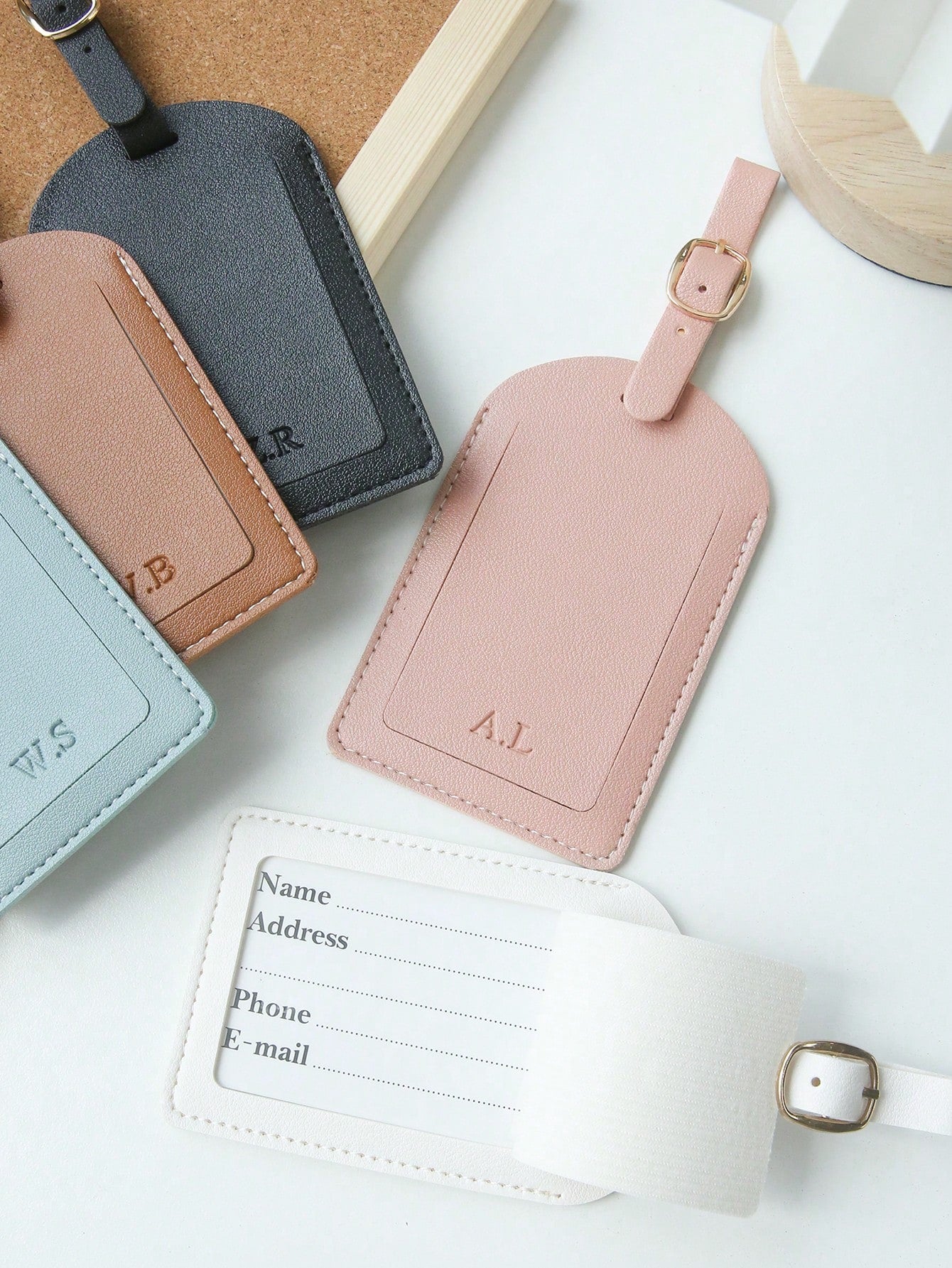 1pc Custom Initials Luggage Tag For Suitcases Customized Monogram Name Luggage Tags With Privacy Name Card Personalized Vegan Leather Tag Travel Bag Backpack Tags Gift Tags Travel Accessories Handmade