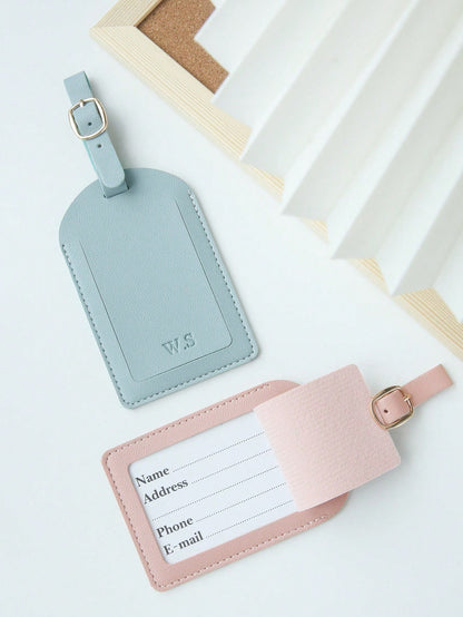 1pc Custom Initials Luggage Tag For Suitcases Customized Monogram Name Luggage Tags With Privacy Name Card Personalized Vegan Leather Tag Travel Bag Backpack Tags Gift Tags Travel Accessories Handmade