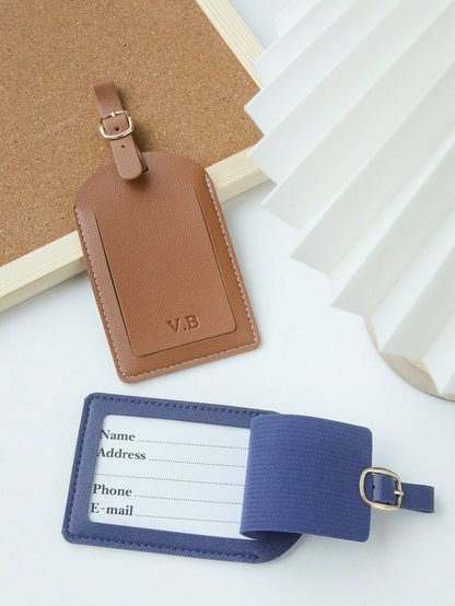 1pc Custom Initials Luggage Tag For Suitcases Customized Monogram Name Luggage Tags With Privacy Name Card Personalized Vegan Leather Tag Travel Bag Backpack Tags Gift Tags Travel Accessories Handmade