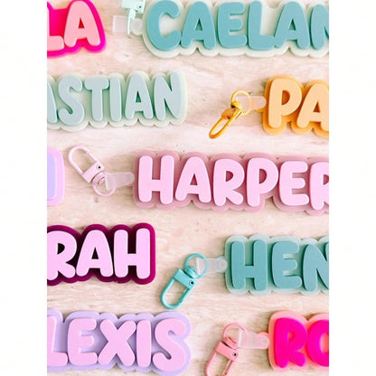 1PC Custom Name Acrylic Luggage Tag, Personalized Double Layer Bold Letter Bag Accessory, Colorful Backpack Tag, Suitable For Girlfriend And Friends