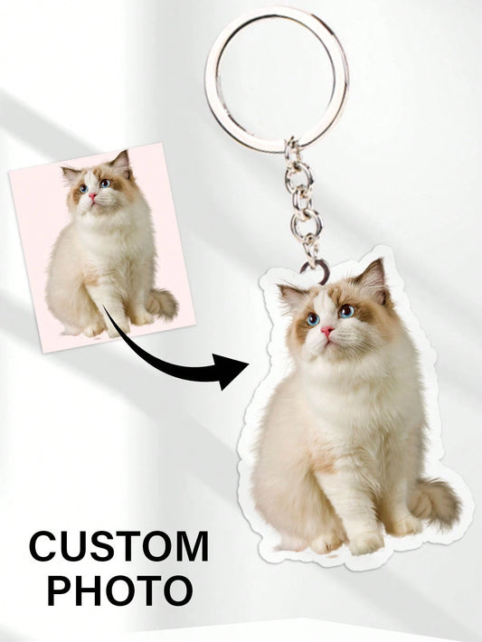 1pc Custom Name Photo Keychain, Women Backpack Pendant, Acrylic Keychain For Couples, Friends, Pets, Personalized Photos, Commemorative Collectible, Personalized Gift