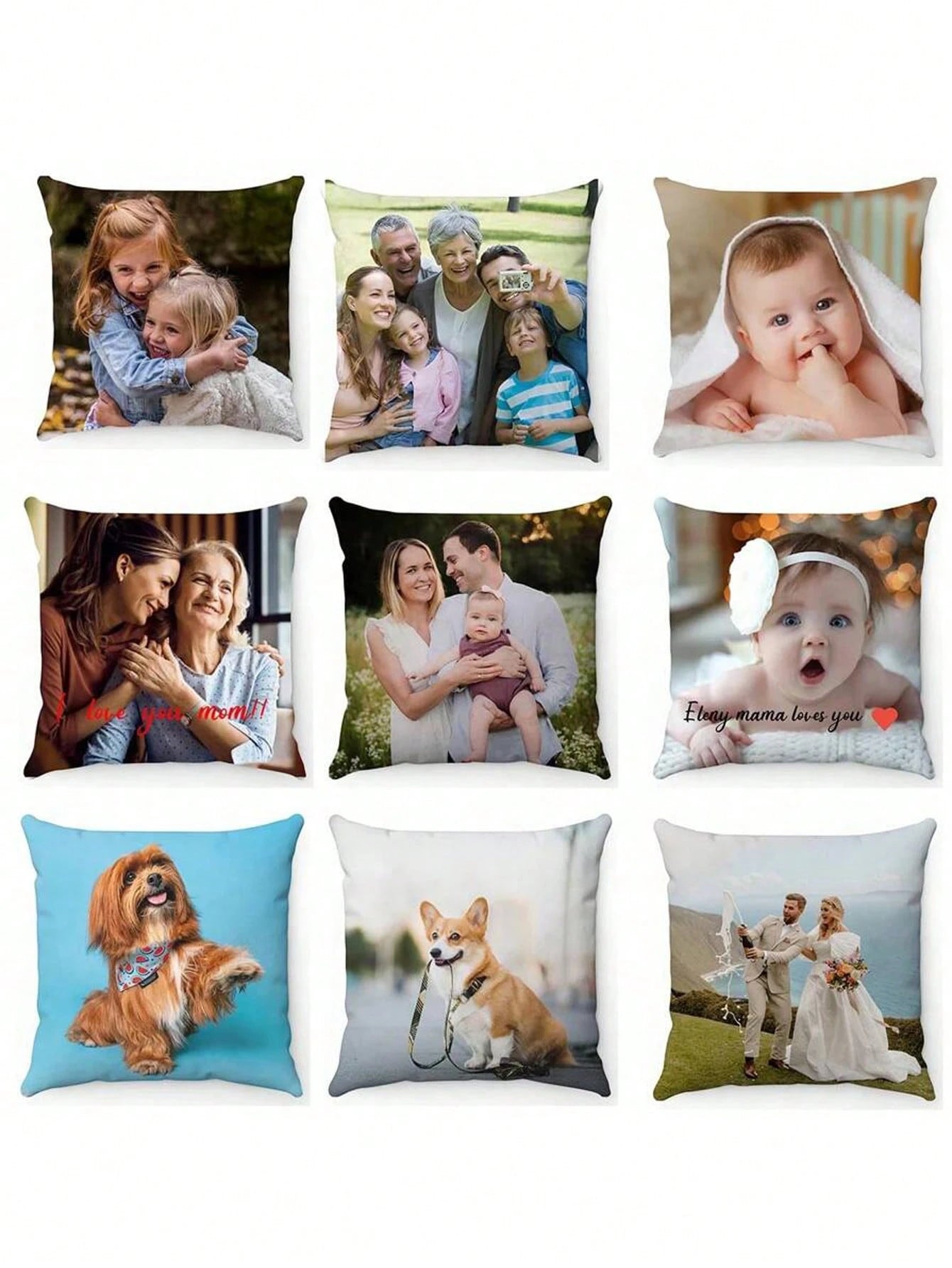 1pc Custom Photo Printed DIY Personalized Pillow Cover For Family Pet Friends, Decorative Cushion Cover For Sofa, Ideal Gift For Mother's Day, Father's Day, Thanksgiving, Valentine's Day, Wedding, Fal