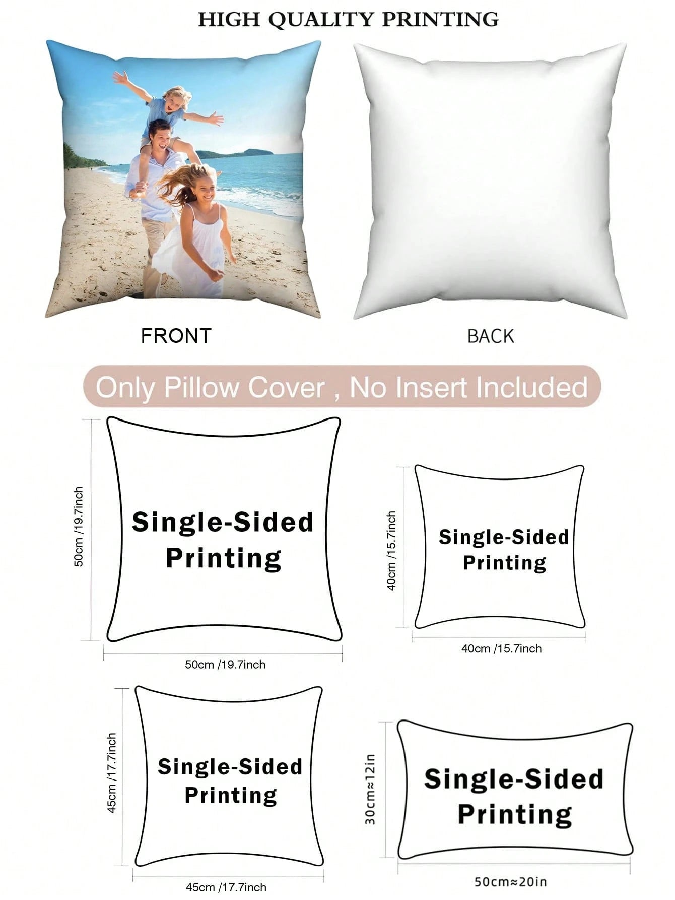1pc Custom Photo Printed DIY Personalized Pillow Cover For Family Pet Friends, Decorative Cushion Cover For Sofa, Ideal Gift For Mother's Day, Father's Day, Thanksgiving, Valentine's Day, Wedding, Fal