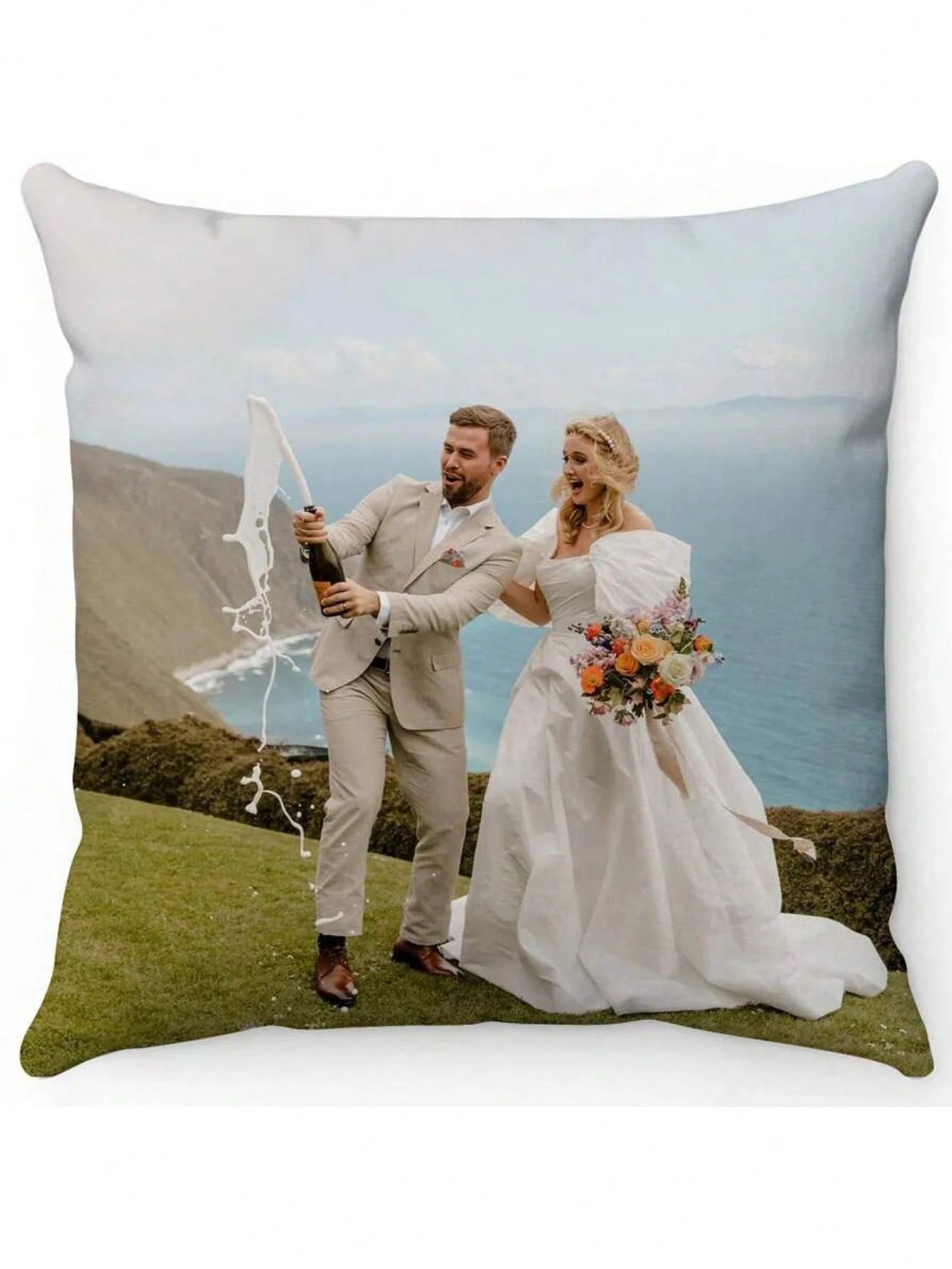 1pc Custom Photo Printed DIY Personalized Pillow Cover For Family Pet Friends, Decorative Cushion Cover For Sofa, Ideal Gift For Mother's Day, Father's Day, Thanksgiving, Valentine's Day, Wedding, Fal